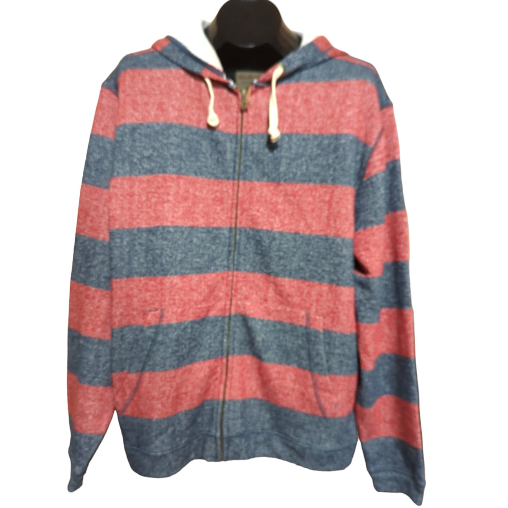 WEATHERPROOF Red and Black Striped Thick Hooded Jacket Large